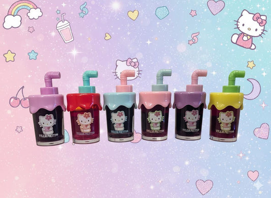 Hello Kitty Lip Tints Glosses | Sanrio Kawaii Fruit Flavor Lip Oil | Cute Portable Lip Balm Set | Juicy Shine Makeup Gift for Her