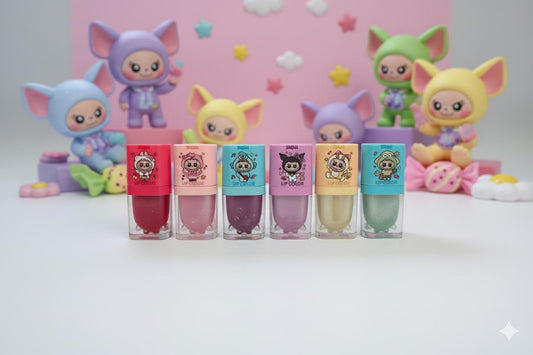 Labubu Mini Glosses | Kawaii Character Lip Gloss Set | Cute Anime Lip Gloss Bundle for Gifts, Collectors & Kawaii Makeup Enthusiasts